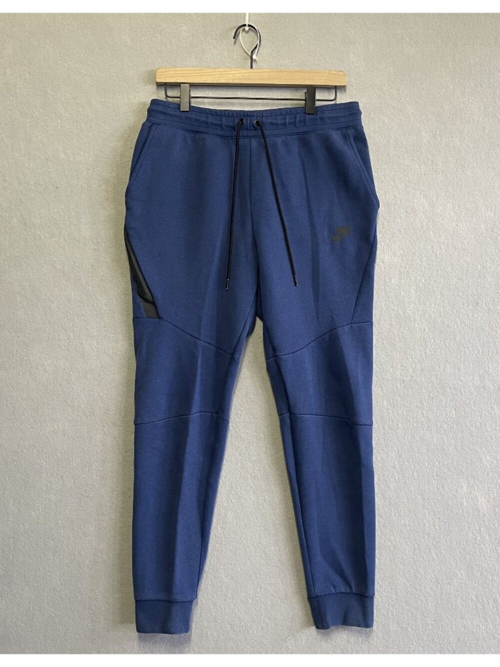 Nike Tech Fleece Blue Joggers With Taped Zip Pocket & Panel Design Mens Medium